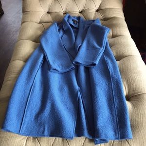 Tahari blue sweater coat